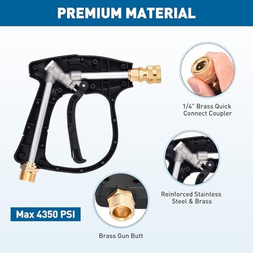 Pressure Washer Short Gun w/Foam Can 3/8" Thread x Quick Socket - Image 4