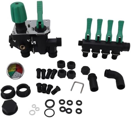 Tyenaza 4 Way Hose Manifold, Spigot Splitter Separate Switch Multifunction Easy Installation Anti Rust for Farm Garden with Pressure Gauge by Tyenaza
