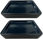 Square Ceramic Plant Saucer Tray 2 Pcs 6 7 8 Inch Black, 8" OD x6.7 ID x1.2 Deep, Sturdy Heavy Duty Glazed Planter Drip Flower pots with Catch Basin for Indoor Outdoor Plants(8" Black) by Unknown