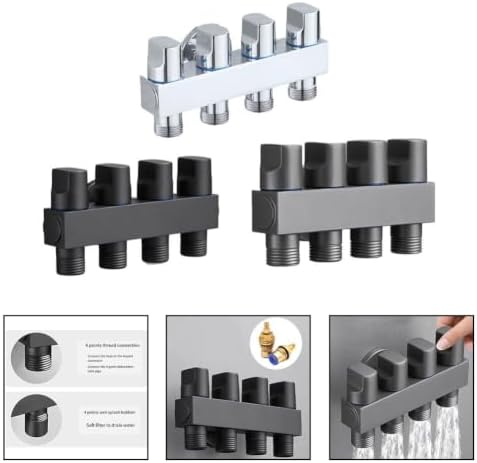 Brass Garden Hose Splitter 4 Outlet - Leak for proof Water Distributor with Flow Control Valves - Outdoor Faucet Manifold for Lawn Watering - 3/4 Inch Connection Black(Silver) - Image 5