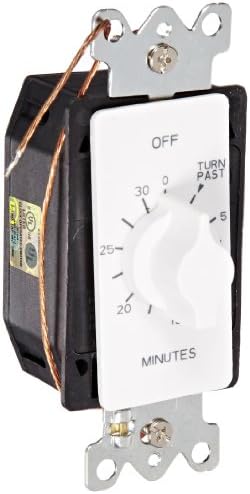 TORK A530MW Spring-Wound in-Wall Twist Timer with 30-Minute Length and White Faceplate, for Automatic Shutoff of Fans or Lights by Global+Electrical+Supply