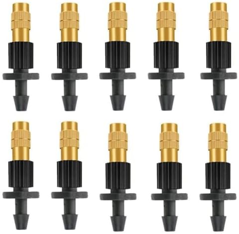 Adjustable Sprinkler with Micro Spray Mister Emitters, Copper Misting Nozzle Set for 4/7mm Hose Low Pressure Atomizing Sprayer 20pcs Brass Nozzle + Single Barb by Unknown