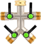 Love Is War 4 Way Hose Splitter, High-Flow Heavy Brass Garden Hose Splitter,4 Way Faucet Hose Splitter, 3/4", Hose Spigot Adapter With 4 Valves by Unknown