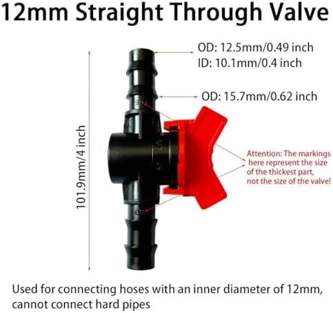 2Pcs Barbed Ball Valve in-Line Ball Valve Shut-Off Switch with Hose Barb Connector for Drip Irrigation Aquarium Garden Plastics(10mm 2pcs) - Image 5