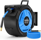 Retractable Air Hose Reel, 3/8" x 100 Ft Hybrid Hose Air Compressor Hose Reel with 6.5 Ft Lead-in Max 300 PSI, Air Hose with Any Length Lock, Automatic Rewind, 180° Swivel Bracket, Quick Coupler by Himimi