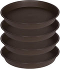 4 Pack of 18 19 inch Plant Saucer Drip Tray (16.6 inch Base), Heavy Duty Deep Plant Saucers for Pots, Plastic Flower Planter Water Trays for Indoors Outdoor (19", Dark Brown) by Bleuhome