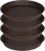 4 Pack of 18 19 inch Plant Saucer Drip Tray (16.6 inch Base), Heavy Duty Deep Plant Saucers for Pots, Plastic Flower Planter Water Trays for Indoors Outdoor (19", Dark Brown) by Bleuhome