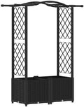 Raised Garden Bed with Trellis and Roof, Black Planter Box by Unknown