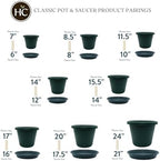 The HC Companies Classic Round Plastic Plant Pot w/Rolled Rim - Lightweight & UV Resistant Flower Pot for Herbs & More - Outdoor & Indoor Plant Pots w/Drainage (14 inch Evergreen, Pack of 1) - Image 6