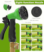 100ft Garden Hose，Non-Expandable Water Hose with 8 Function Spray Nozzle, Burst-Resistant，Kink-Free，Lightweight，Durable & Flexible 3/4" Garden Hose for Gardening, Yard，Lawn, Car Washing - Image 2