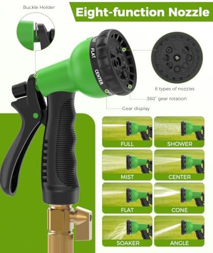 75ft Garden Hose, Non-Expandable Water Hose with 8 Function Spray Nozzle, Lightweight, Knik-Free, Burst-Resistant, Durable & Flexible 3/4" Garden Hose for Lawn, House Cleaning, Car Washing - Image 2
