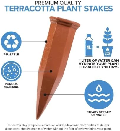 6‑Pack Ceramic Self Watering Spikes, Terracotta Plant Waterer for Pots - Image 3