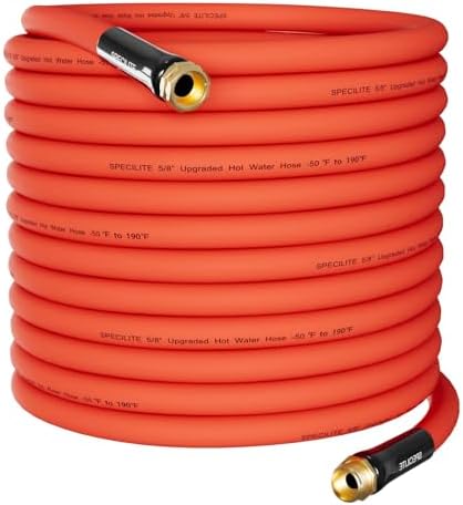 SPECILITE 5/8" x 125FT Hot/Cold Rubber Garden Water Hose, -50℉-190℉, Red by SPECILITE