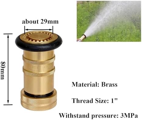 1-2" Heavy Duty Brass Fire Hose Nozzle – 1" Female NH/NST Thread, Adjustable Fog/Jet Spray for Firefighting & Gardening(1 inch) - Image 3