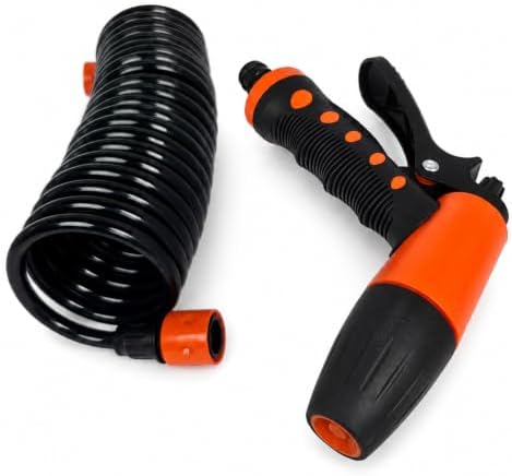 SEAFLO Portable 20' Hosecoil Washdown System, Coiled Hose Spray Gun, Adjustable Nozzle, Marine RV Boat Deck Cleaning System 4-Year Warranty - Image 2