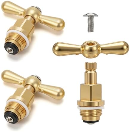 3 Pcs PK1100 Brass Globe Valve Faucet Stem and Bonnet Replacement Kit Compatible with Arrowhead Hose Bibs, Boiler Drains & Sill Faucets by Yuqutum
