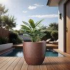 Kante Large Round Bowl Rusty Concrete Planter 18" Dia, Outdoor - Image 6