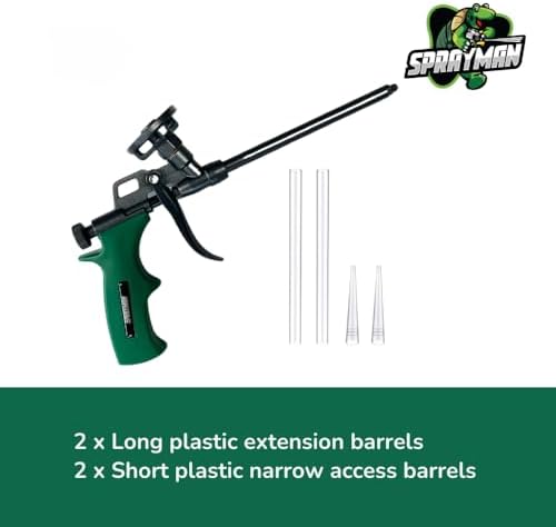 Sprayman Foam Dispensing Gun - (1 Pack) Precision Spray Foam for Insulation & Sealing, Teflon Coated Expanding Foam Gun for Contractors & DIY Projects, Dual Extension Tips Included - Image 2