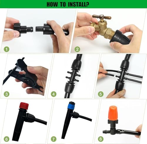Upgraded Drip Irrigation System, 233FT Automatic Irrigation System, Watering Misting System for Greenhouse/Garden/Yard/Lawn, Micro Drip Irrigation Kit with 1/4 inch 1/2 inch Irrigation Tubing - Image 5