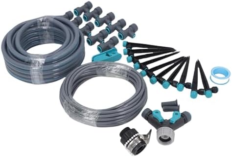 Asixxsix Drip Irrigation System, 32.8FT 8 Holes Adjustable Garden Watering System Automatic Misting Sprinkler Kit for Garden Greenhouse Lawn Raised Bed by Asixxsix