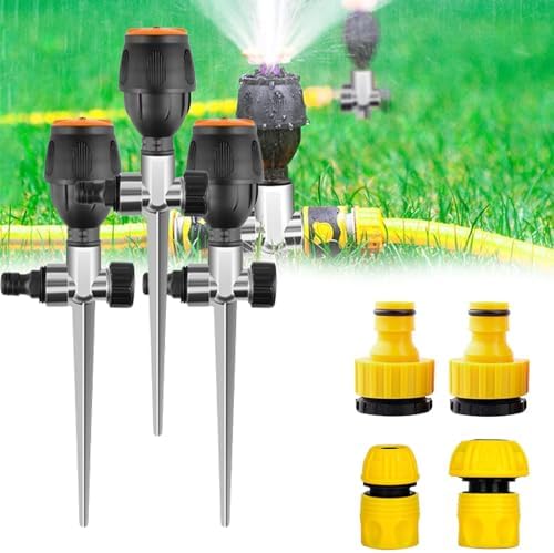 360° Rotation Auto Irrigation System Garden Lawn Sprinkler Patio,Garden Lawn Sprinkler System,Garden Sprinkler Lawn Sprinkler for Outdoor Grass Garden Yard Lawns,Coverage Diameter 65ft (3pcs) by XLATD