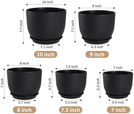 YNNICO Plant Pots 10/9/8/7.5/7 inch with Multi Mesh Drainage Holes - Image 2