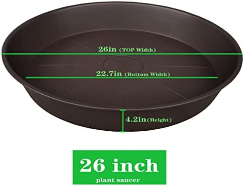 2 Pack of 26 inch Plant Saucer Round, 4.2" Depth Tray, Large Deep Plant Saucers for Pots, Heavy Duty Plastic Flower Plant Water Trays for Indoors Outdoor, Plant Drip Trays (Brown) - Image 2