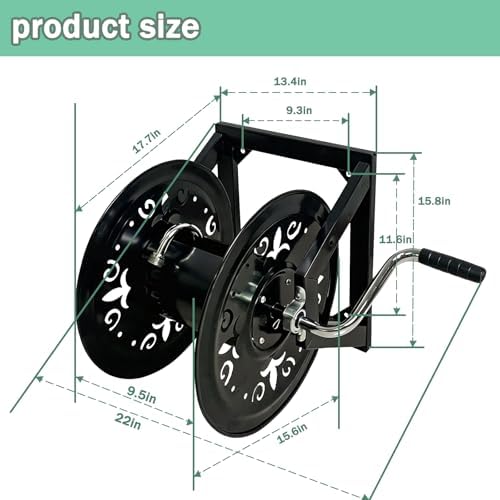 Wall Mounted Hose Reel for Outside, Garden Hose Reel with Stopper Device, Decorative Metal Water Hose Holder Wall Mount for Yard Hose Storage, Patio, Lawn, Garden and Backyard,Style A - Image 4