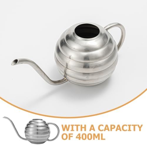 VILLCASE Stainless Steel Watering Can 400ml for Indoor Plants, Metal Sprinkling Pot with Rippled Sphere Spray Head, Small Household Gardening Watering Kettle for Succulents and Flowers - Image 3