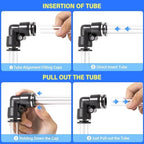 TAILONZ PNEUMATIC 1/4"3/8"1/2"1/8" Black Push to Connect Fittings Air Hose Fittings,Threaded Connection Kits, Suitable for Nylon Tube PU Tube Air Tube and Other Connection Kits（Pack of 58） - Image 5