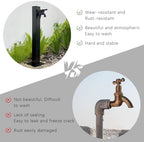 Stainless Steel Outdoor Water Spigot, Black Garden Water Column Floor Mount Water Tap for Lawn Irrigation Patio Yard Use, Decorative Water Feature Fountain Faucet Post(Height: 60cm/23.6in) - Image 5