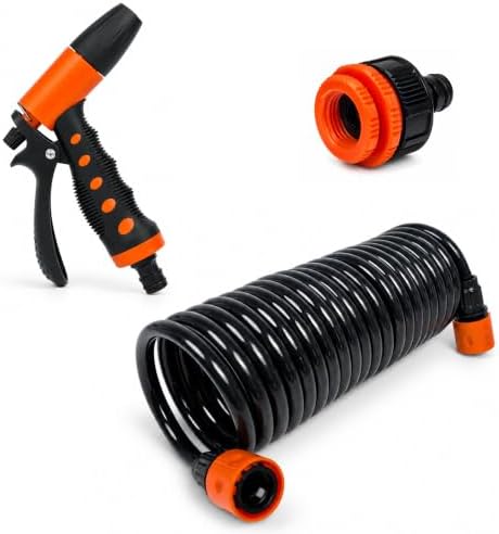 SEAFLO Portable 20' Hosecoil Washdown System, Coiled Hose Spray Gun, Adjustable Nozzle, Marine RV Boat Deck Cleaning System 4-Year Warranty by SEAFLO