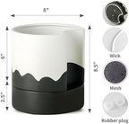 Nihow Self Watering Plant Pot, 8 Inch, White & Wave Black - Image 2