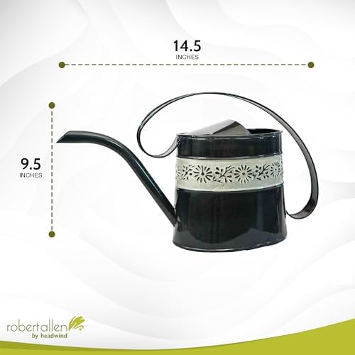 Headwind Willow Decorative Watering Can, 0.5 Gallon Small Metal Watering Can for Indoor Plants & Garden, Vintage Galvanized Steel, Long Spout, Indoor & Outdoor – Black Pearl - Image 2
