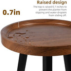 KGPLOME Plant Stand Indoor,Mid Century Walnut Wood Plant Table, Heavy Duty Metal Tall Flower Pot Stand,Modern Round Small Side End Table With Raised Design(12"x17") - Image 3