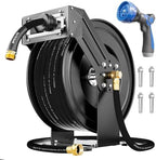 SPECILITE Retractable Garden Hose Reel with 5/8" 100ft Hot/Cold Pipe, Black by SPECILITE