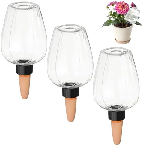M METERXITY 3-Pack Plant Self Watering Globes, 5.1 oz Plastic Rose Water Bulbs Top Fill for Indoor/Outdoor Plants, Self Watering Spikes Slow Release Terracotta [White] by MMETERXITY
