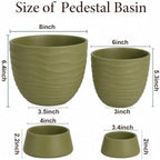 Green Terracotta Self Watering Plant Pots, 6 and 8 Inch with Saucers - Image 3