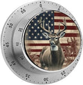 Mechanical Kitchen Timers for Cooking,Americana Flag Deer Printed 60 Minute Magnetic Countdown Timer,Cute Cooking Timers with Alarm,Stainless Steel Time Timer Manual No Batteries Required by Unknown