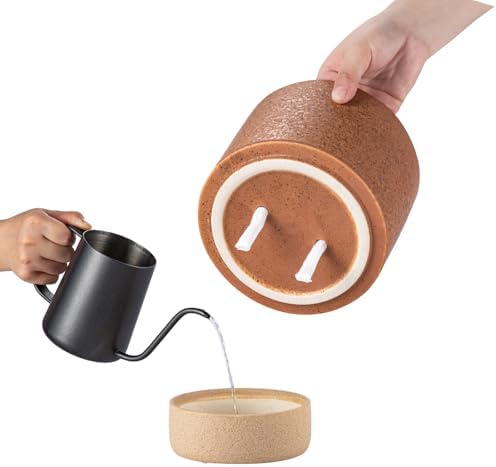 6 Inch Ceramic Self Watering Planter with Drainage Hole Terracotta - Image 3