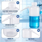 10 Pack 500ml Squeeze Wash Bottles PE Plastic Lab Wash Bottle with Down Spout Translucent Wide Mouth Lab Dispensing Bottles for Liquid Washing Tattoo Cleaning Plant Watering - Image 3