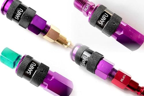 SANFU Air Hose Fittings, Aluminum AMT Universal Air Coupler and I/M Industrial Type Air Plug Kit, 1/4 Inch Threads Size, 1/4 Inch Body Size, 29 Pieces Air Compressor Accessories Fittings Kit(Purple) - Image 6
