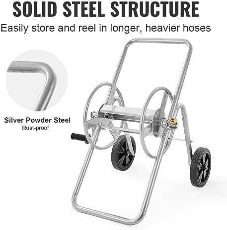 VEVOR Hose Reel Cart, Hold Up to 175 ft of 5/8’’ Hose (Hose Not Included), Garden Water Hose Carts Mobile Tools with Wheels, Heavy Duty Powder-Coated Steel Outdoor Planting for Garden, Yard, Lawn - Image 3