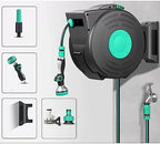 Heavy Duty Water Hose Holder, Garden Hose Reel Wall Mounted, 25M/82Ft 1/2inch Auto Retractable Hosepipe Wall-Mounted on Reel Portable 180° Swivel 8-in-1 Jet or Spray,Hose Bracket - Image 2