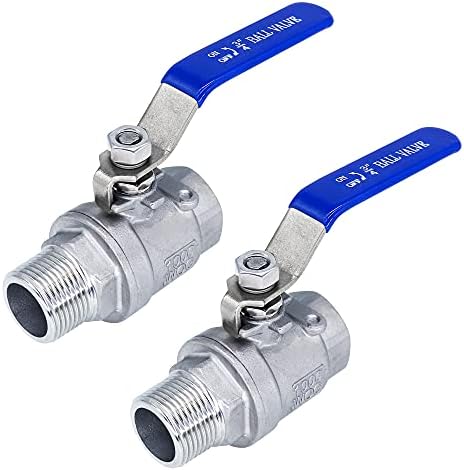 3/4 Inch Stainless Steel Ball Valve 3/4 Inch Full Port Ball Valve 3/4" to 3/4" NPT Shut Off Valve Female X Male Ball Valve for Water Oil and Gas with Long Handle Shut Off Switch, 1000 WOG (2 pack) by Gadoutcover