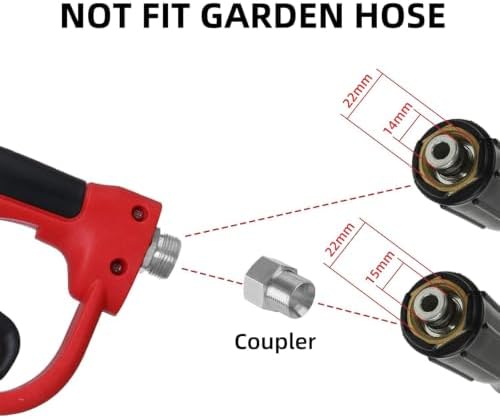 Pressure Washer Gun with Replacement Extension Wand, Upgraded Power Washer Gun with 5 Spray Nozzle Tips, M22 Fitting, 37 Inch, 3000 PSI - Image 5