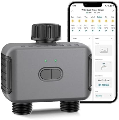 Irrigation Controller Automatic Water Timer Dual Hose Garden Irrigation Watering System Faucet Sprinkler Programmer Support IPX5 - Image 2
