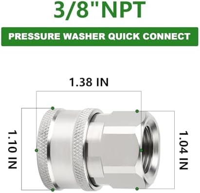TAISHER 8PCS 304 Stainless Steel 1/4" Female NPT High Pressure Washer Quick Connect Coupler for Pressure Washing Gun Hose Accessories - Image 2