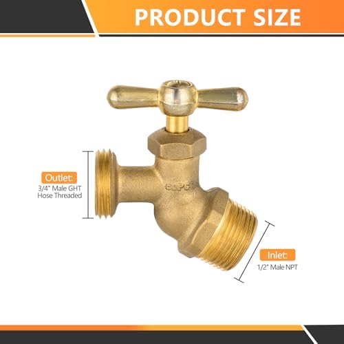 20PC HeSun 1/2" MIP Inlet x 3/4" MHT Outlet No-Kink Hose Bibb Valve - Image 2