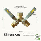 FAIRVIEW-Lead-Free, Industrial-Grade Garden Hose Splitter, Oversized Handles, Full-Port Valves with HEX Connector, Brass, BV202-W-LF - Image 4
